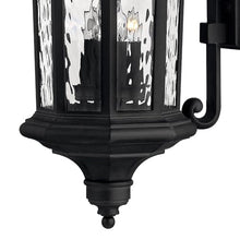 Hinkley Raley Large Wall Mount Outdoor Lantern, LEDs Included, Aluminum, Clear Water Glass Shade, Estate Series, Museum Black Finish