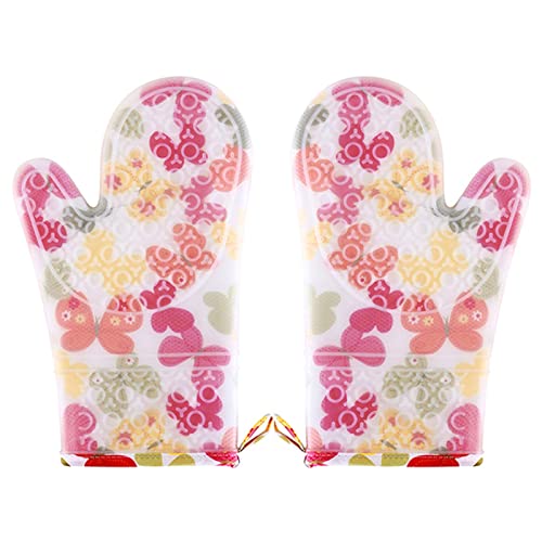 UOHLCX HBJWOV Heat Resistant Silicone Gloves Oven Mitts With Cotton Lining Non-Slip Cooking Grill Glove