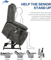 HTERWQEA Lay Flat Power Lift Recliner Chair for Elderly with Heat & Massage