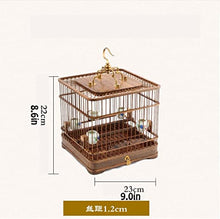 SDVantage Bird Cages Wooden Birdcages Vintage Square Bird Cage Simple Bird Carriers Portable Bird House Carrier Home Outdoor Bird House Easy to Carry,Bronze Small