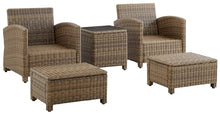 Afuera Living 5-Piece Outdoor Chair Set, Wicker/Rattan, Gray/Weathered Brown Finish, Steel Frame, All-Weather Cushions, Modular Design with Side Table, Patio Seating and Relaxation