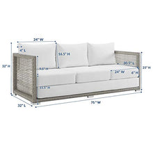 Modway Aura Wicker Rattan Outdoor Patio Sofa Couch in Gray White
