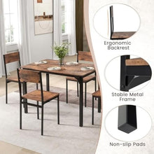FURUIM2024M Dining Table 5-Piece Dining Table Set Industrial Kitchen Table Chairs for 4 Backrest Metal Frame Apartment Table and Chairs Dining