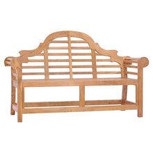 UKN Teak Wood Outdoor Garden Patio Double Bench Brown Traditional Backed Water Resistant