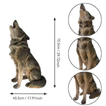 HakGak 29.7" Realistic Wolf Garden Statue, Hand-Painted Gray Resin Wildlife Sculpture with Detailed Fur Texture for Outdoor Patio, Yard & Lawn Decor