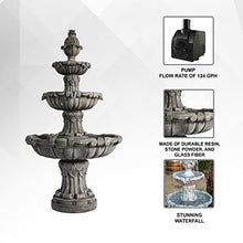 XBrand 3-Tier Outdoor Freestanding Bird Bath Fountain with Pump Gray