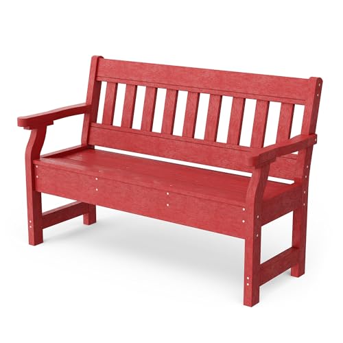 Wildridge Heritage Garden Bench, Cardinal Red - Outdoor All-Weather HDPE Furniture