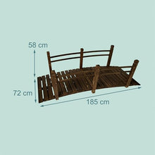 Relaxdays Garden Bridge with Railing, Fir Wood, for Ponds, 58x185x72 cm, Brown