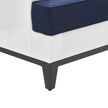 Tommy Hilfiger Hampton Modern White Mesh Outdoor Patio Furniture Collection Gunmetal Frame, Sectional, White & Navy