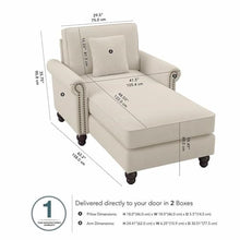Bush Furniture Chaise Lounge Chair with Arms, Coventry Collection, Cream Herringbone