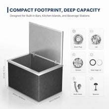 Drop in Ice Chest, 95 QT Stainless Steel Ice Bin with Cover