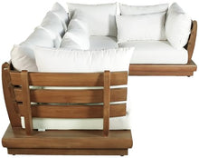 Meridian Furniture 111White-Sec4C Mirella Collection Modern | Contemporary Outdoor Patio L-Shaped 4pc. Modular Sectional with Solid Teak Frame, Water Resistant Fabric, 113" W x 76" D x 27" H, White