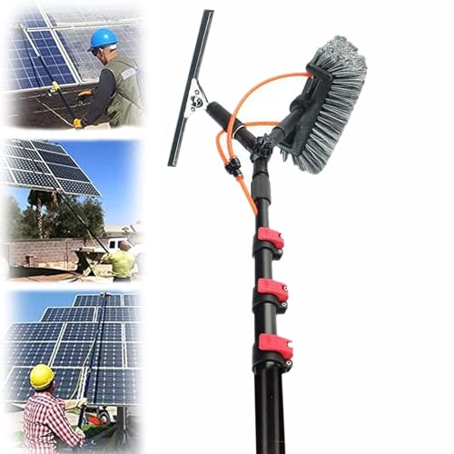 Cleaning Brush Water Supply Window Cleaning Pole Greenhouse Solar Panel Extension Pole Retractable Brush Rubber Scraper Equipment Hose Kit ()