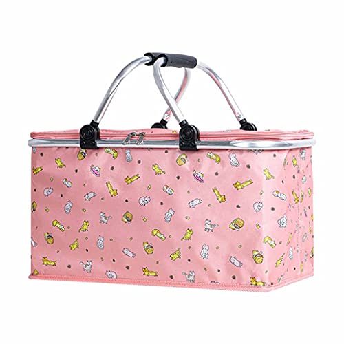 FMOPQ Folding Picnic Pouch Basket Camping Cooler Bag Insulated Bag Outdoor BBQ Travel Camping Fishing Storage Box Organizer Container (Color : B) (D)