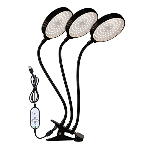 1-4 Heads LED Grow Light, Full Spectrum Clip Plant Growing Lamp, 5-Segment Dimming Mode, 3 Fill Light Conversion Modes, 4/8/12H Timer, Idea for Small Plant Light (Size : 2pcs) ()