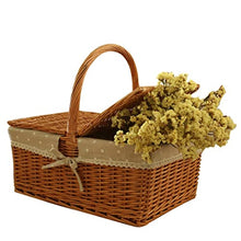 ASWRTYJO Willow Vegetable Basket Handwoven Rectangular Picnic Basket Outdoor Food Storage Picnic Basket