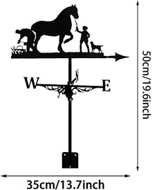 Weathervane Farm with Roof Mount Weathercock Wind Direction Indicator Retro Metal Weather Vane Garden Creative Wind Vane Stainless Steel Home Decor Ornament Gift (Style 2) (Style 1)