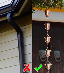YUSIWOAL Copper Rain Chain with Adjustable Cups for Gutter Water Diversion Outdoor Decor(3.6 m (11.8ft))