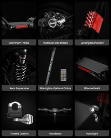 M YUME SCOOTER Raptor Electric Scooter Dual Drive 60V 6000W 50MPH Off Road Black