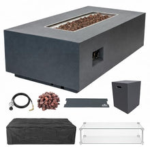 AMS 55" Concrete Propane Fire Pit Table with Tank Cover (Wavy Dark Gray)