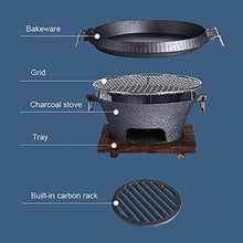 Cast Iron Charcoal Grill Portable Barbecue Smoker Grill Outdoor with Grates Cast Iron Grill Pan for Commercial Cooking Camping Hiking Party