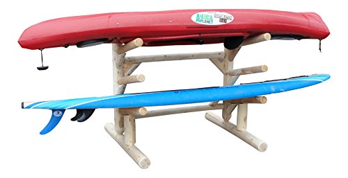 Log Kayak Rack 3 Place 1 Sided SUP Storage Rack Natural