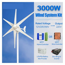MPPT 3KW 12V 24V 48V Permanent Magnet Wind Turbine Generator Power Kit