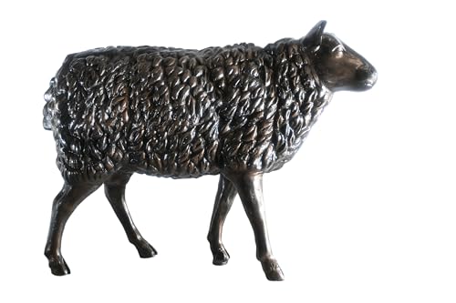Nifao Aluminum Standing Sheep Dark Medium Bronze Statue, 46"L x 17"W x 34"H