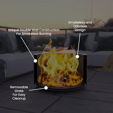BizChair Commercial Grade 27 inch Smokeless Outdoor Firepit, Natural Wood Burning Portable Fire Pit with Waterproof Cover, Black