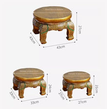 LHHAIUA Ottoman for Bedroom Dorm Hand-Carved Thai Solid Wood Footstool Decorative Shoe Bench Plant Stand Under Desk Footrest(43cm)