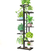 BSNANCA 7 Tier Metal Plant Stand Holder with 8 Flower Pot Shelves Indoor Outdoor Plant Stand Organizer for Balcony Garden Display Rack (Black 17x9x49.6 in)