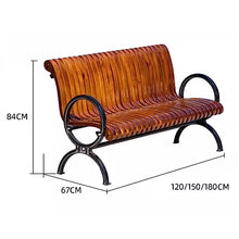 Park Patio Seat Outdoor Bench with Armrests, Luxury Park Chair with Streamlined Seats and Backrest, Solid Black Cast Aluminum Legs for Garden Patio