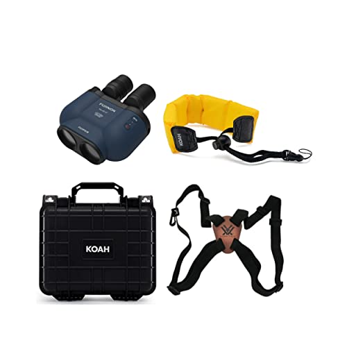 Fujifilm TS-X 1440 Techno Stabi Binoculars Bundle with Hard Case & Camera Strap Navy/Yellow