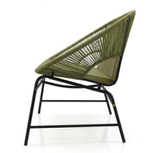 Spollowe Outdoor Wicker Love Seat – All-Weather PE Rattan & Iron Frame – Green Patio Loveseat for Garden Balcony Porch – Casual Modern 2-Seater
