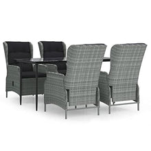WDGJJFECNMUEHI 5 Piece Outdoor Dining Set Light Gray Poly Rattan Patio Furniture with Tempered Glass Table & Adjustable Chairs, All-Weather Garden Bistro Set for Backyard, Poolside