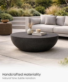 eldimer no.102 GFRC Concrete Coffee Table 43.3” - Handcrafted Round Modern Architectural Table, Weather Resistant, Indoor & Outdoor, 145 lbs Solid Cement Construction for Patio or Living Room