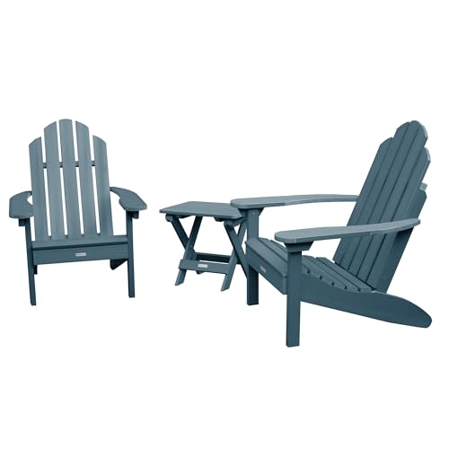 highwood Classic Westport Adirondack Chairs with Side Table, Nantucket Blue