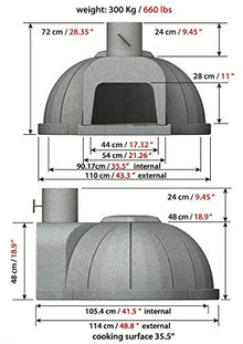 Cuore Ovens New Model 1000 Plus Gourmet Wood-Fired Oven Kit - 36.2" Internal fire Chamber Diameter.