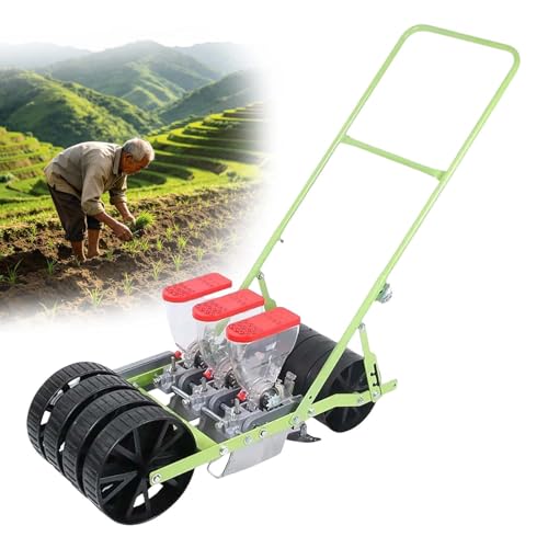 zhenmaster Manual Vegetable Seede, Hand Push Garden Seeder with Adjustable Row spacing. Available in 1/2/3/4/5/6 Row configurations, This Portable Manual Seeder Handles Corn, Soybean.(3row)