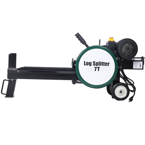 7 Ton Electric Log Splitter, Double Flywheel Log Splitter, 110V 60HZ 2HP 16A, Electric Wood Splitter With Mobile Wheels