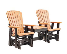 EcOasis Grand Lake Amish Crafted Poly Outdoor Adirondack Double Glider (Cedar on Black)