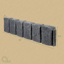 Beuta Landscape Edging | Garden Edging Border | Polyrock Block XL for Lawn Edging, Flower Beds & Yard Edging – 4 Pack | Each Section Has 6 Blocks 48" L x 4" W x 9.5" H | 12 Spikes | Charcoal