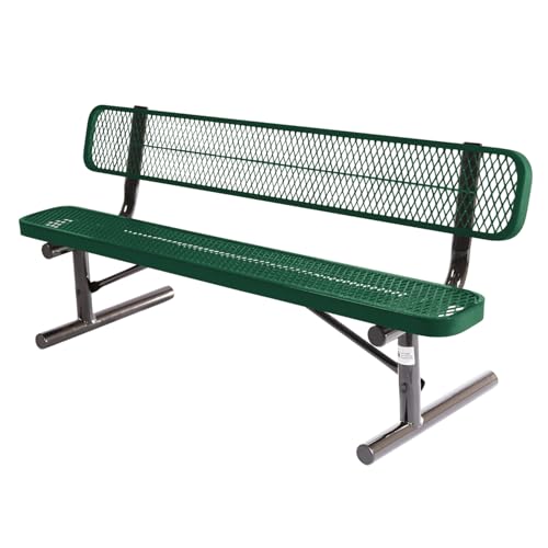COATEDOUTDOORFURNITURE Heavy-Duty Portable Outdoor Bench Commercial-Grade Textured Green