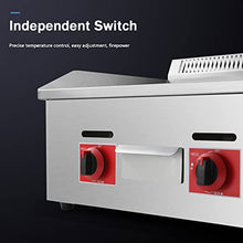 Gas Griddle, Commercial Countertop Grill, Large Stainless Steel Nonstick Griddle, Kitchen Fried Pans, BBQ Grill Barbecue Bacon Egg Fryer, Independent Temperature Control for Home Commercial,722