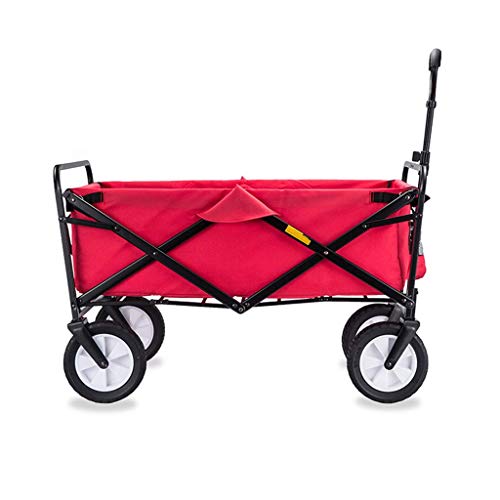 Wagon All Terrain Folding Utility Wagon with Push Bar - Portable Rolling Heavy Duty 80 KG. Capacity Canvas Fabric Cart - Beach, Garden, Sporting Events, Park, Picnic