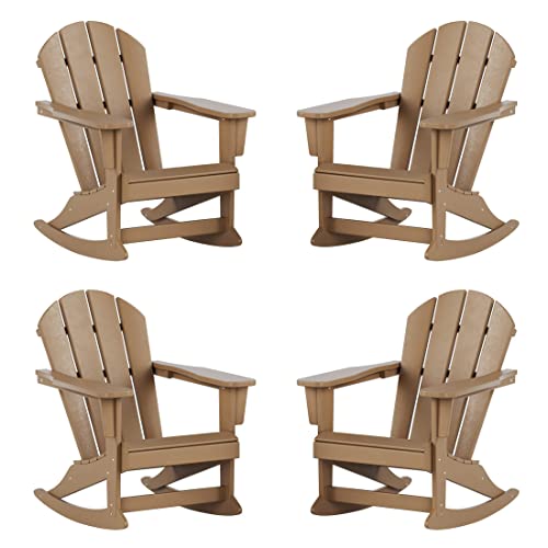 WO WESTIN OUTDOOR Classic Patio Rocking Chair Set of 4 PCS Weathered Wood