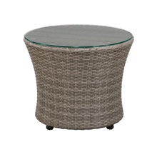 All-Weather Wicker 2-Person Outdoor Patio Conversation Set - Gray Resin Wicker, 100% Aluminum Frame, with Two Round Chairs & 18 in. H Glass Top Table - Water-Resistant Cushions
