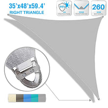 Patio Paradise 35' x 48' x 59.4' Triangle Super Ring Sun Shade Sail Light Gray, Large Shade Canopy Outdoor Heavy Duty Strengthen UV Block Fabric A-Ring Metal Spring Reinforcement - Customized