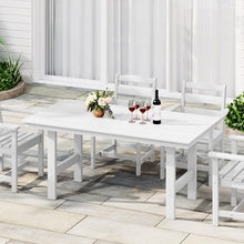 Costaelm Outdoor Patio Table, Outdoor Dining Table for 6, Weather Resistant Rectangle Patio Table with Umbrella Hole for Outside, Garden, Poolside, Porch, White