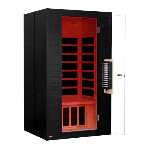 RESTISLAND Home Infrared Sauna with Red Light Therapy, 1-2 Person, Black